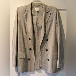 Club Monaco Light Gray Double-Breasted Cotton Blazer
